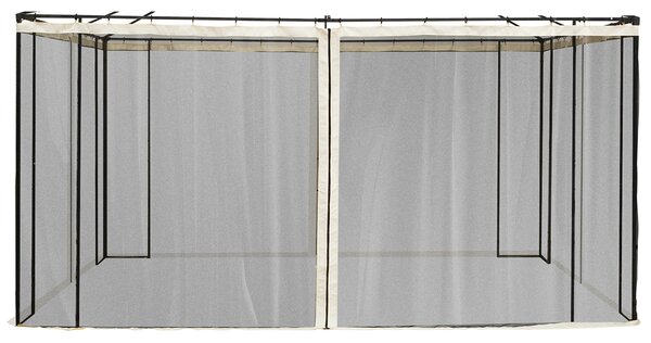 Outsunny Zanzariera per Gazebo 3x4m con Cerniere e Anelli, Pannelli da 352x207 cm, Nero e Beige | Aosom Italy