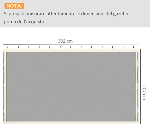 Outsunny Zanzariera per Gazebo 3x3m con Cerniere e Anelli, Pannelli da 302x207 cm, Nero e Beige | Aosom Italy