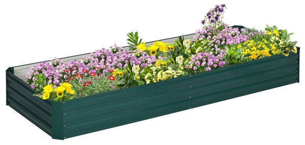 Outsunny Letto per Orto Rialzato in Metallo da Esterno, Portapiante da Giardino per Fiori ed Erbe Aromatiche, Verde|Aosom