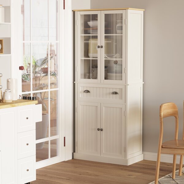 HOMCOM Mobile Dispensa a 5 Livelli con Cassetto Centrale, in MDF e Truciolato, 76x40x182.5 cm, Bianco Crema | Aosom Italy
