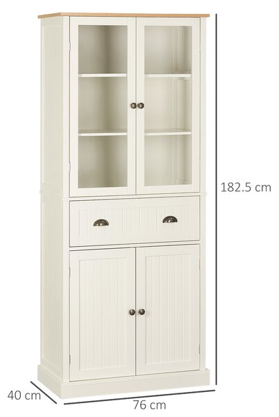HOMCOM Mobile Dispensa a 5 Livelli con Cassetto Centrale, in MDF e Truciolato, 76x40x182.5 cm, Bianco Crema | Aosom Italy