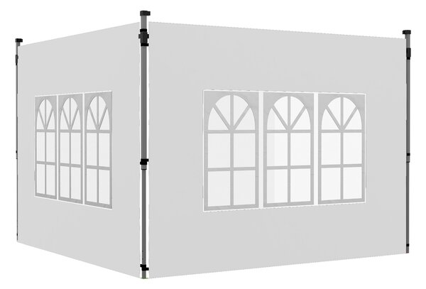 Outsunny Pareti per Gazebo 3x3 o 3x4 con Finestrelle Incluse, in Plastica e Tessuto Oxford, 295x195 cm, Bianco|Aosom