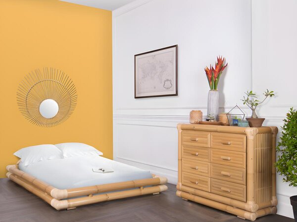 Letto 140 x 190 cm Bambù Naturale + Rete - TURION