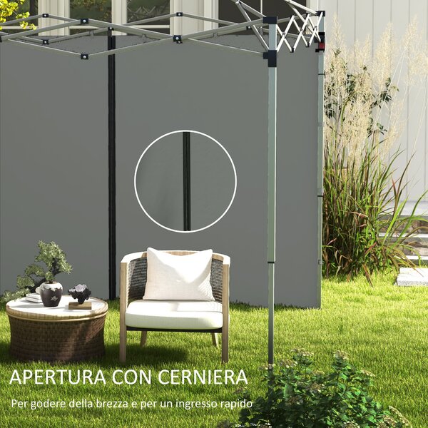 Outsunny Set 2 Pareti Gazebo 3x3 e 3x6 m in Tessuto Oxford con Porte a Cerniera, 295x195 cm, Grigio Scuro|Aosom