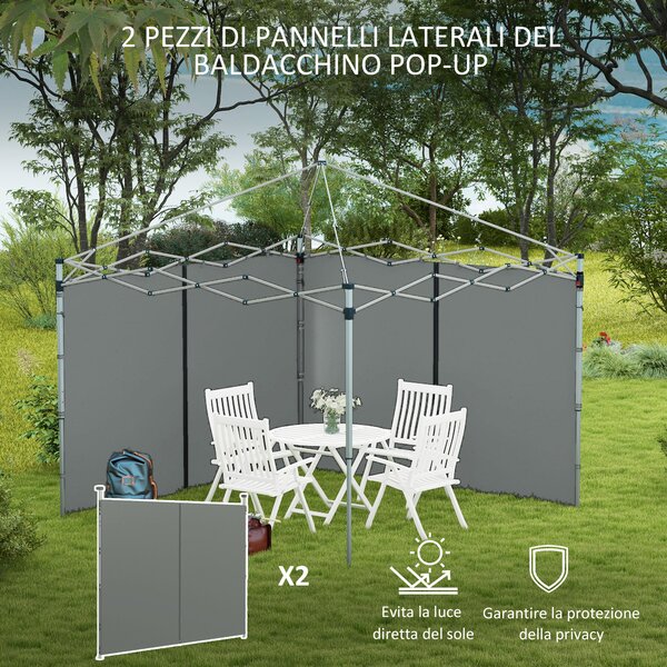 Outsunny Set 2 Pareti Gazebo 3x3 e 3x6 m in Tessuto Oxford con Porte a Cerniera, 295x195 cm, Grigio Scuro|Aosom