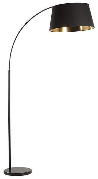 Lampada da terra in metallo Nero 187 cm con struttura curva in cotone con paralume in tamburo base dal design moderno Beliani
