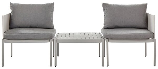 Set soggiorno giardino 2 posti in metallo robusto color grigio chiaro bianco esterno Beliani
