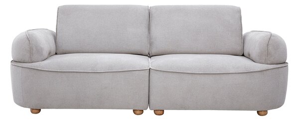 Divano elettrico a 3 posti in tessuto ciniglia grigio e legno chiaro OTIS