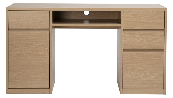 Scrivania con contenitori finitura legno chiaro rovere L140 cm JEREMIAH