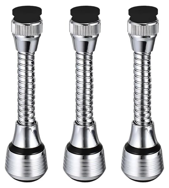 Set di rubinetti per cucina, composto da 3 pezzi, in acciaio inossidabile, girevole a 360°, resistente agli schizzi, ideale per la cucina