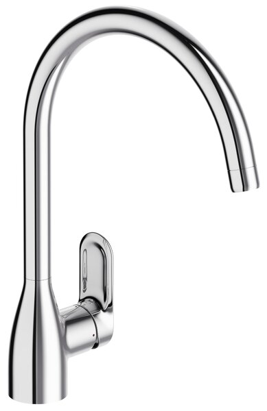 Rubinetto da cucina girevole, cromato, con doccetta flessibile, facile da installare, confezione singola, ideale per la cucina