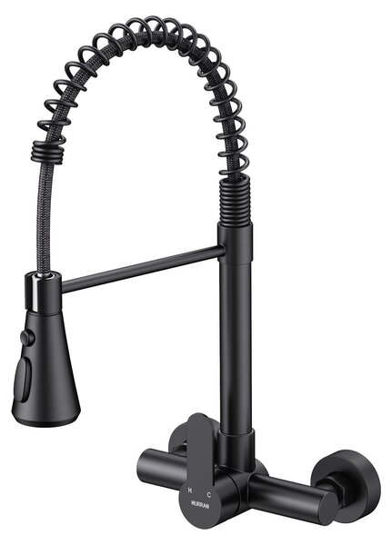 Miscelatore per lavello da cucina, girevole a 360°, in acciaio inossidabile, finitura nero opaco, versatile per diverse esigenze