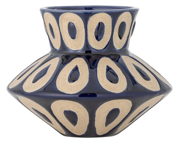 Vaso blu in gres fatto a mano (altezza totale 12 cm) Bashir – Bloomingville