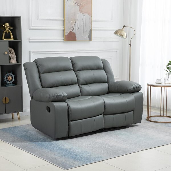 DecHome Divano Relax 2 Posti Moderno Schienale Reclinabile Poggiapiedi estraibile Meccanismo manuale in Ecopelle Dimensioni 168x93x102 cm colore Gr