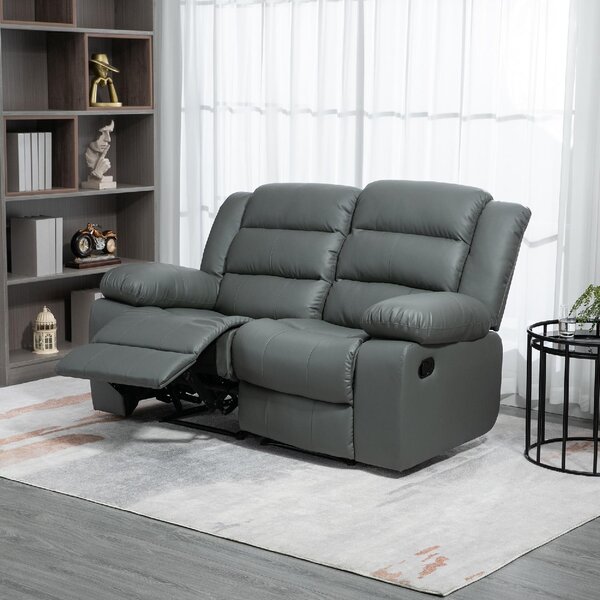 DecHome Divano Relax 2 Posti Moderno Schienale Reclinabile Poggiapiedi estraibile Meccanismo manuale in Ecopelle Dimensioni 168x93x102 cm colore Gr