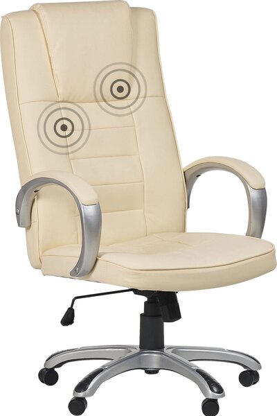BELIANI Sedia da ufficio massaggiante beige in ecopelle riscaldata 4 modalità 360 girevole sedia da scrivania casa