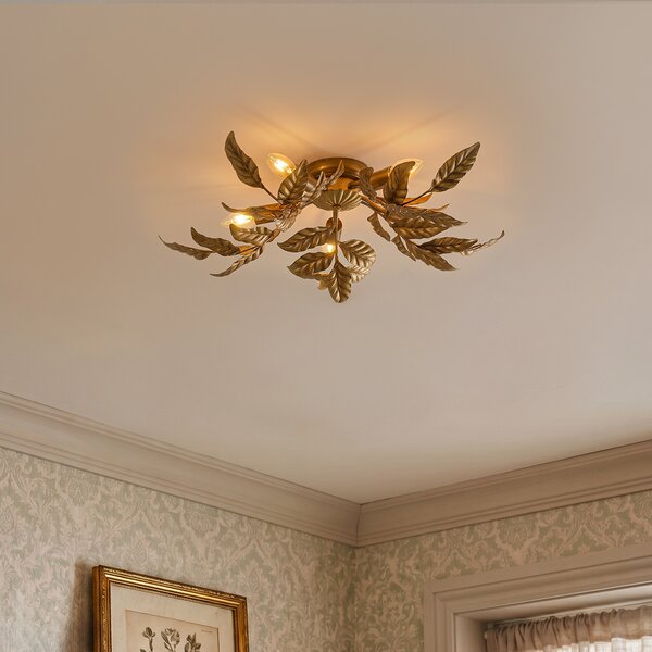 Plafoniera vintage oro antico 5 luci - Linden