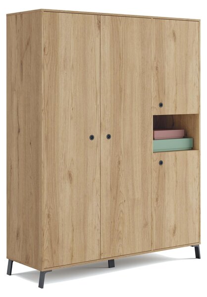 Armadio, 4 ante, impiallacciatura di noce dorata, dimensioni 200x150x55 cm, 4 ripiani