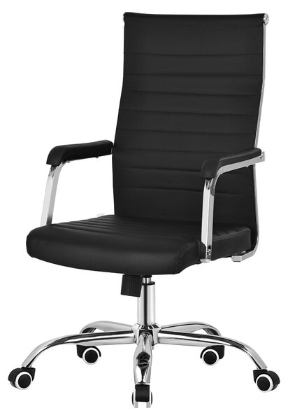 Sedia da ufficio ergonomica, regolabile, in ecopelle, con braccioli, adatta per l'ufficio e per l'uso in casa