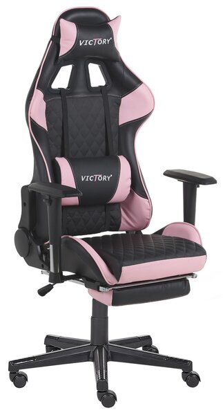 BELIANI Sedia da gioco nera rosa in ecopelle girevole regolabile braccioli e altezza poggiapiedi moderno