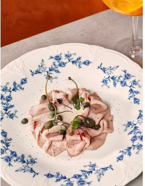 Piatto bianco/blu in porcellana ø 27,5 cm Retro – BonBistro