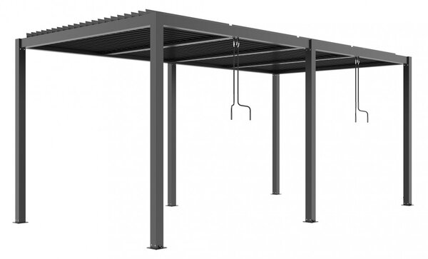 VivaGarden Pergola Bioclimatica da Esterno in Alluminio Copertura a Lamelle Orientabili 6x3 mt colore Grigio