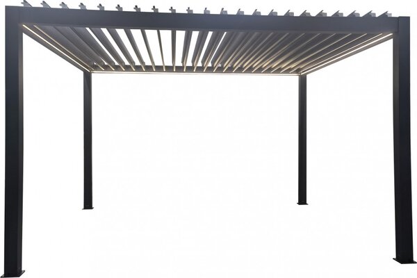 VivaGarden Pergola Bioclimatica da Esterno in Alluminio Copertura a Lamelle 3x4 mt Motorizzata con Led colore Grigio Scuro