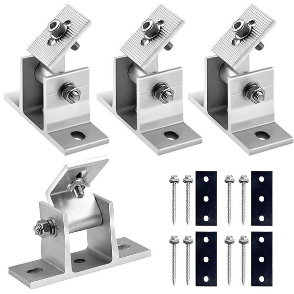 Supporti a Z per pannelli solari, confezione da 4 pezzi, ganci per tetti, alluminio, colore argento