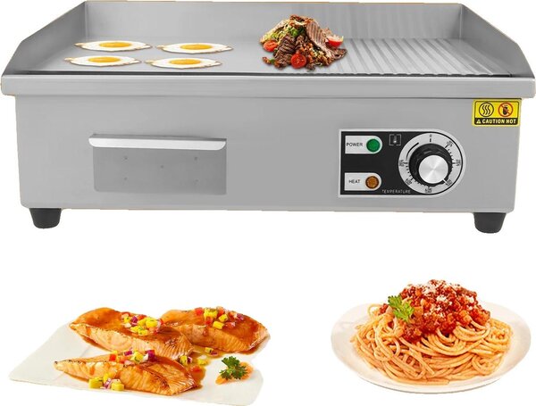 Griglia elettrica, 220 V, 3000 W, intervallo di temperatura 50-300 °C, dimensioni 55*43*24 cm, capacità del contenitore dell'olio 0,5 l