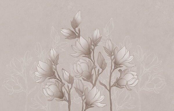 Carta da parati Disegno di fiori su un ramo, Carta da parati Floreale, Carta da parati popolare, t00774v2 - Tapeko.it