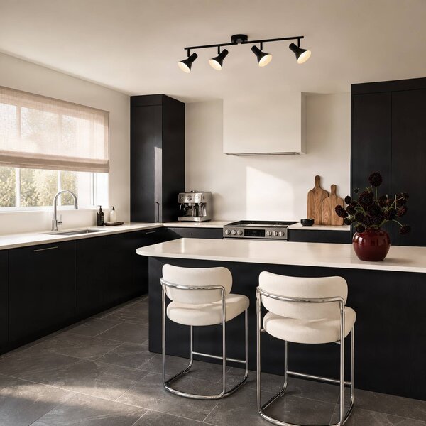 Faretto a soffitto Milia NOLA, dimmerabile, Nero, Soggiorno / Sala da pranzo, Metallo, Plafoniera