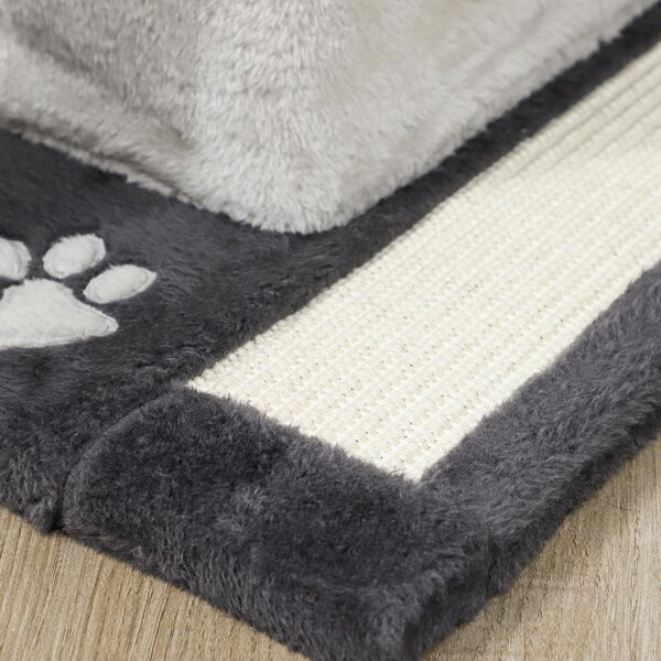 AllMyPets Albero Tiragraffi per Gatti Alto 85 cm con Casetta Lettino Pali e Tappetino Tiragraffi colore Grigio - W678LG