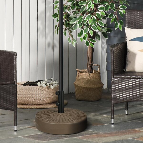VivaGarden Base per Ombrellone con 2 Manopole Incorporate in HDPE e Acciaio 51x36 cm colore Marrone/Nero