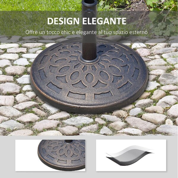 VivaGarden Base per Ombrellone 12kg in Resina 48.5x34cm per Pali 38-48mm Bronzo