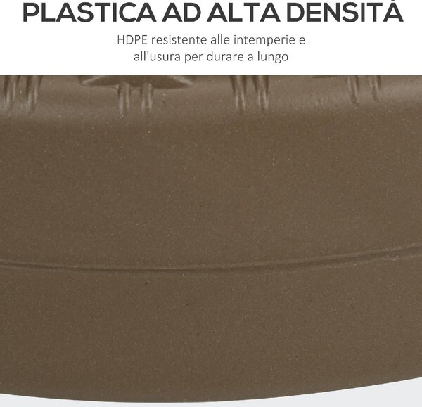 VivaGarden Base per Ombrellone con 2 Manopole Incorporate in HDPE e Acciaio 51x36 cm colore Marrone/Nero