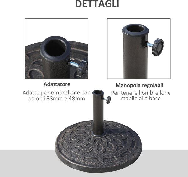 VivaGarden Base per Ombrellone 12kg in Resina 48.5x34cm per Pali 38-48mm Bronzo