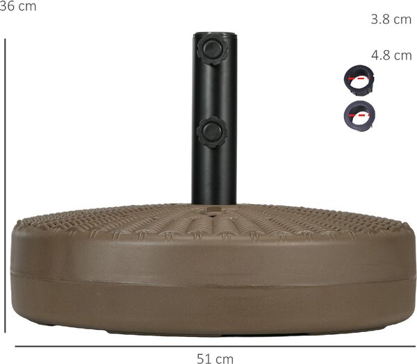 VivaGarden Base per Ombrellone con 2 Manopole Incorporate in HDPE e Acciaio 51x36 cm colore Marrone/Nero