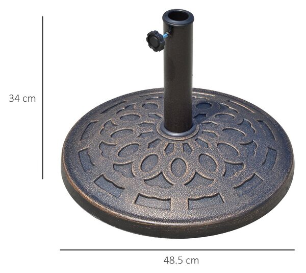 VivaGarden Base per Ombrellone 12kg in Resina 48.5x34cm per Pali 38-48mm Bronzo