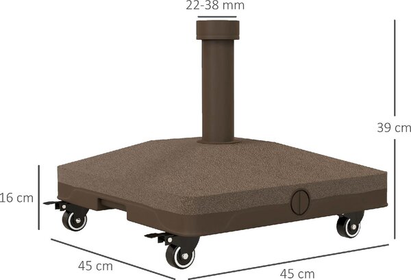 VivaGarden Base per Ombrellone con Ruote Riempibile fino a 20 kg per Pali da 22-38 mm 45x45x39 cm colore Marrone