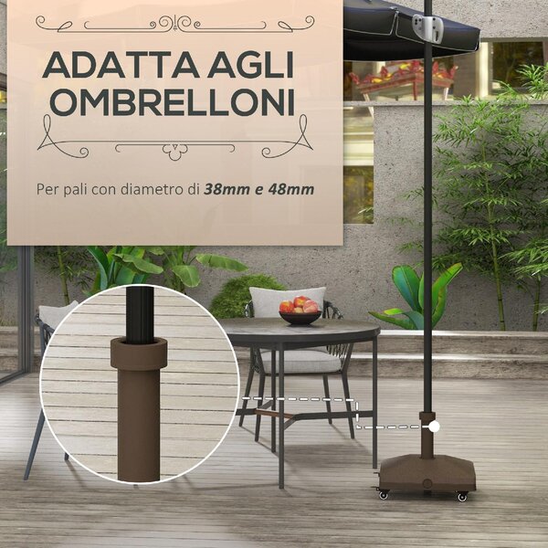 VivaGarden Base per Ombrellone con Ruote Riempibile fino a 20 kg per Pali da 22-38 mm 45x45x39 cm colore Marrone
