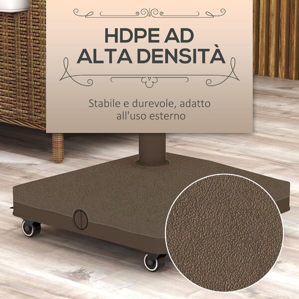 VivaGarden Base per Ombrellone con Ruote Riempibile fino a 20 kg per Pali da 22-38 mm 45x45x39 cm colore Marrone
