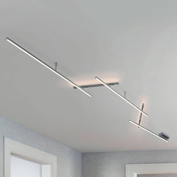 Trio Lighting Plafoniera a LED Indira, dimmerabile, Alluminio / Grigio / Zincato, Soggiorno / Sala da pranzo, Metallo, Moderno, Plafoniera LED