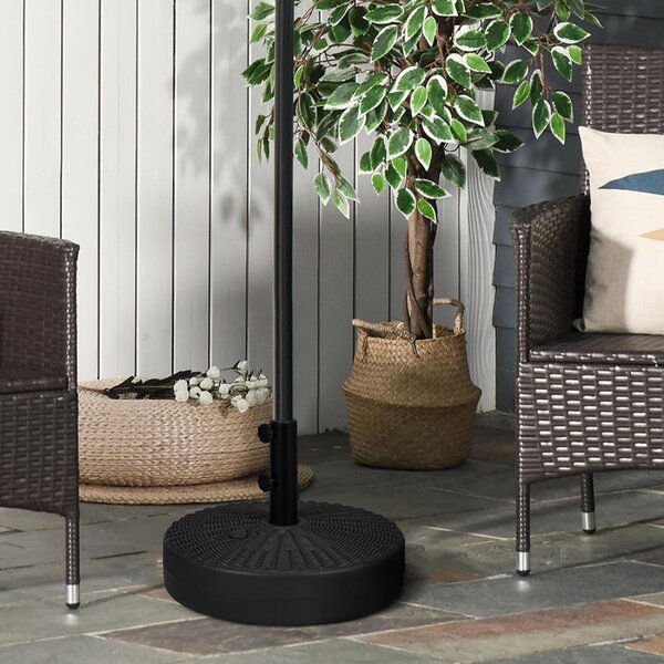 VivaGarden Base per Ombrellone da Giardino 3 m con Maniglie Incorporate in HDPE e Acciaio 51x36 cm colore Nero