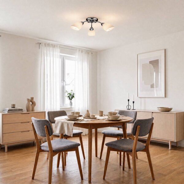 Plafoniera soffitto Portos Milagro Lighting, dimmerabile, Cromo / Argento, Soggiorno / Sala da pranzo, Metallo, Plafoniera