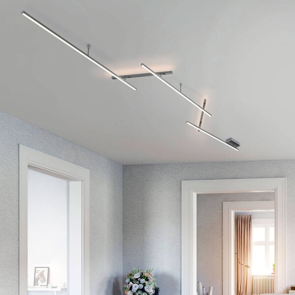 Trio Lighting Plafoniera a LED Indira, dimmerabile, Alluminio / Grigio / Zincato, Soggiorno / Sala da pranzo, Metallo, Moderno, Plafoniera LED
