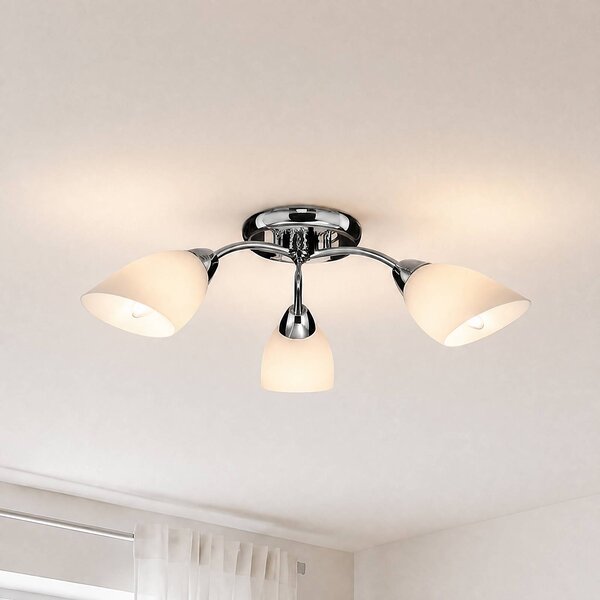 Plafoniera soffitto Portos Milagro Lighting, dimmerabile, Cromo / Argento, Soggiorno / Sala da pranzo, Metallo, Plafoniera