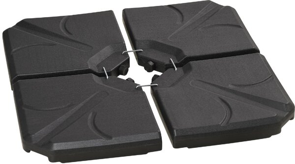 VivaGarden Base per Ombrellone da Giardino 4 Pezzi Riempibili con Acqua e Sabbia max 18kg 103x103x8.3 cm colore Nero