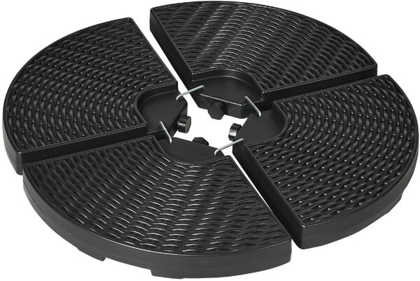 VivaGarden Base per Ombrellone da Giardino a Braccio da 4 Pezzi Riempibili con Acqua e Sabbia 100x8 cm Nero