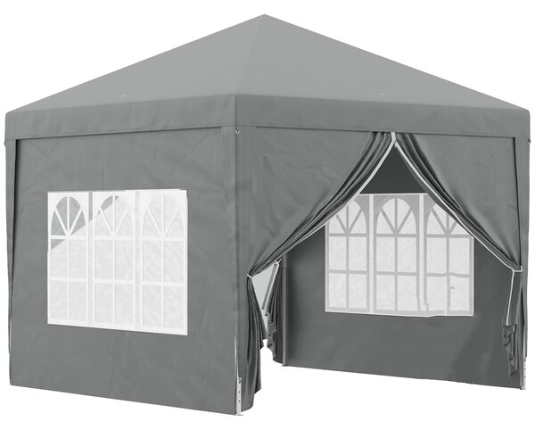 Outsunny Gazebo da Esterno 3x3 m Pieghevole con 4 Pannelli Laterali, in Acciaio e Tessuto Oxford Grigio Chiaro