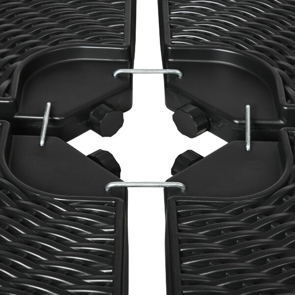 VivaGarden Base per Ombrellone da Giardino a Braccio da 4 Pezzi Riempibili con Acqua e Sabbia 100x8 cm Nero